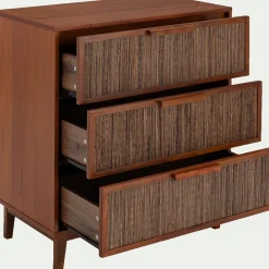 Commode 3 tiroirs en acajou L80cm - bois foncé
