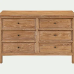 Commode 6 tiroirs en bois d'orme et de pin - bois clair