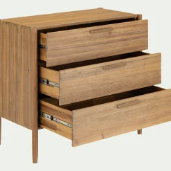 Commode 3 tiroirs en bois d'acacia massif - bois clair