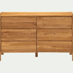 Commode 6 tiroirs en chêne L150cm - bois clair