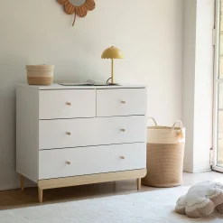 Commode enfant 4 tiroirs en bois - blanc