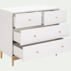 Commode enfant 4 tiroirs en bois - blanc