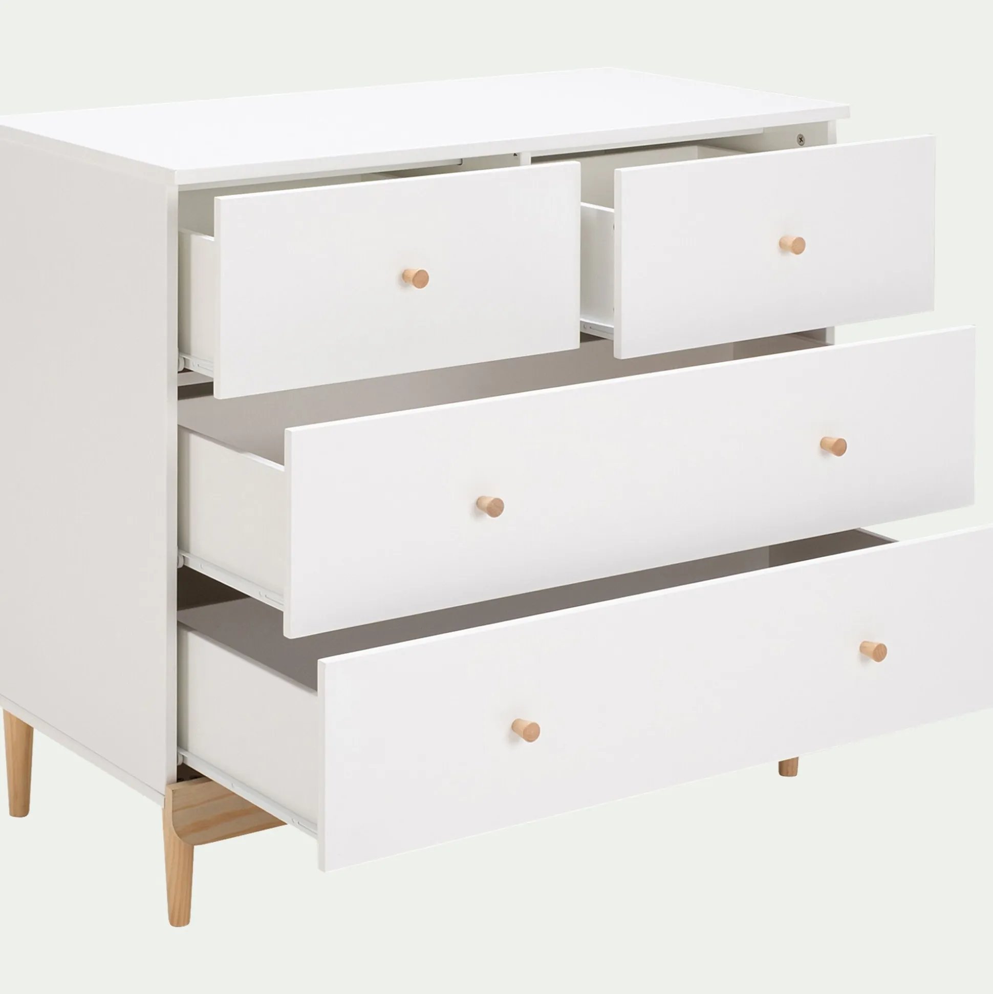 Commode enfant 4 tiroirs en bois - blanc
