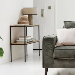 Console en bois et métal L100xl35xH77cm - bois clair