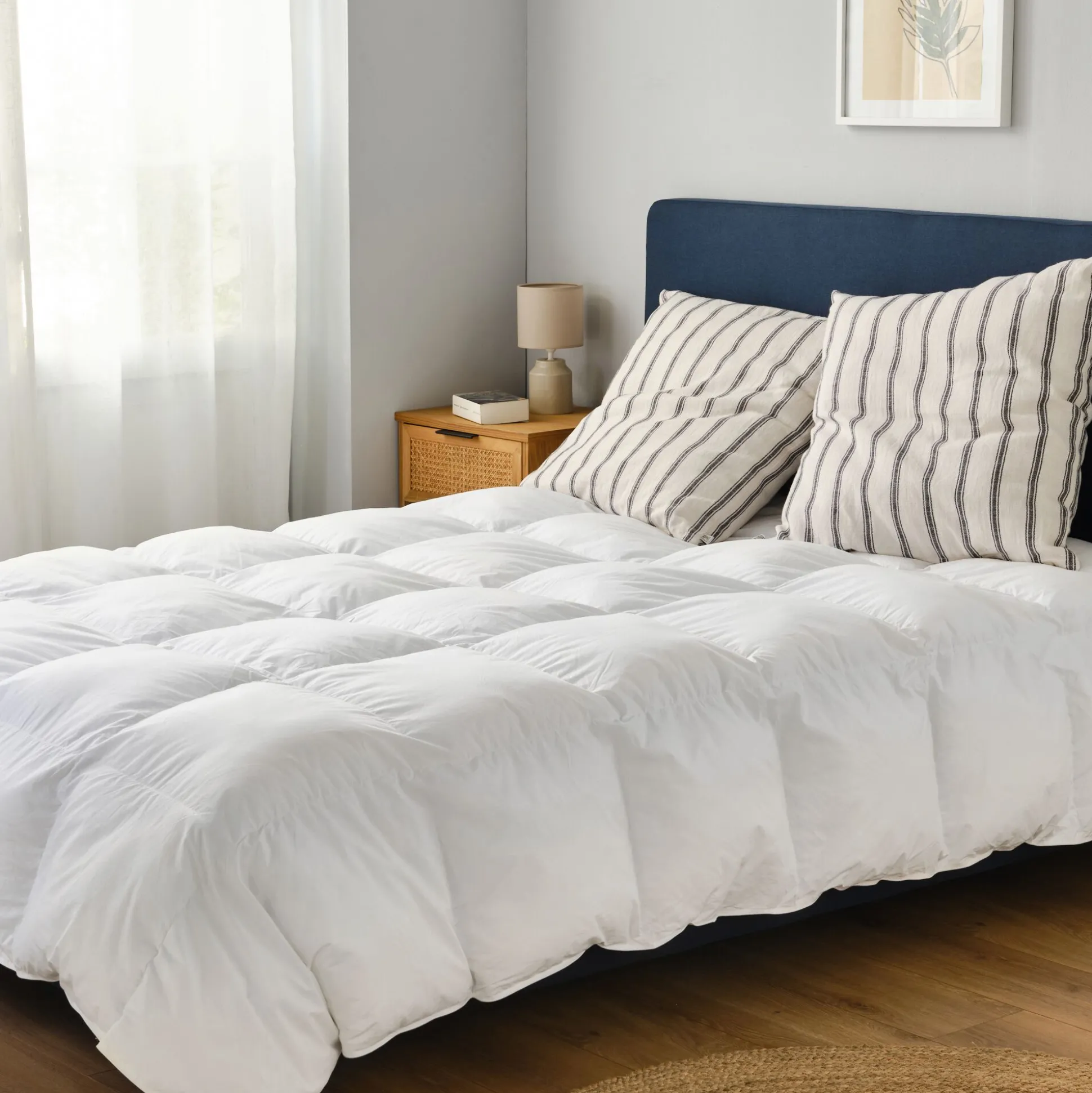 Couette tempérée percale de coton et fibre siliconée - 240x220cm