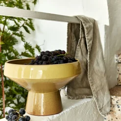 Coupe décorative en terre cuite émaillée D27xH17cm - jaune