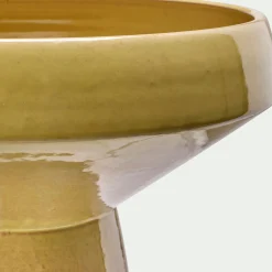 Coupe décorative en terre cuite émaillée D27xH17cm - jaune