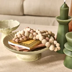 Coupe décorative sur pied en céramique D21cm - beige