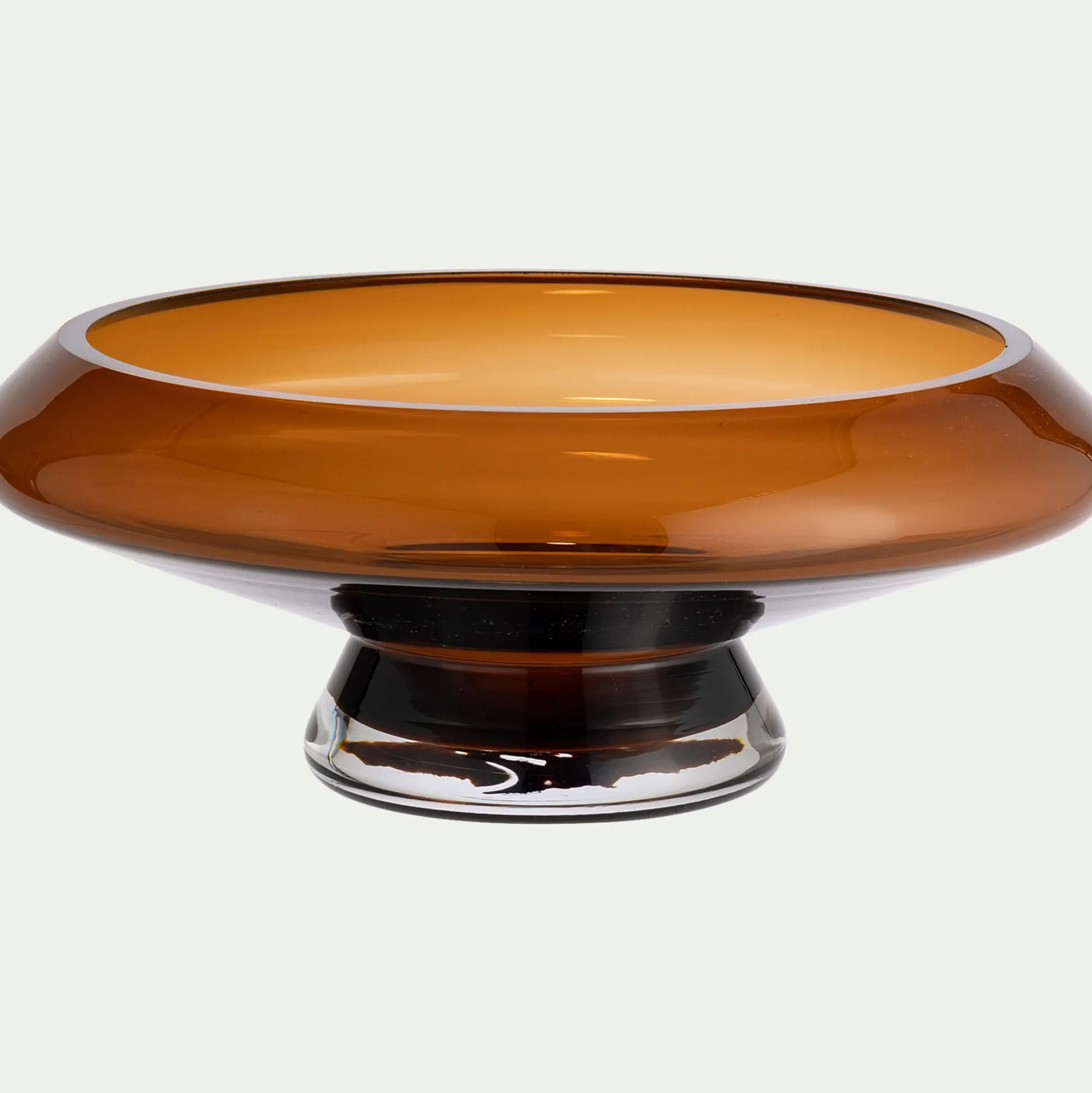 Coupe décorative sur pied en verre D26cm - brun rustrel