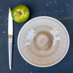 Coupelle à motifs en grès D17,2cm - beige alpilles