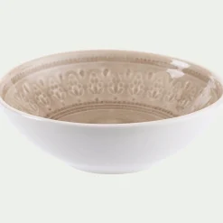 Coupelle à motifs en grès D17,2cm - beige alpilles