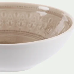 Coupelle à motifs en grès D17,2cm - beige alpilles