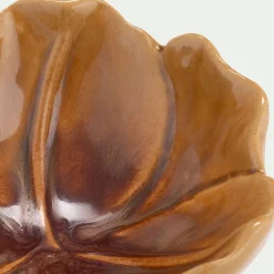 Coupelle décorative forme fleur en céramique D9,3cm - marron
