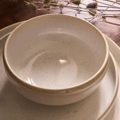 Coupelle en grès moucheté D14,7cm - blanc