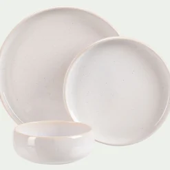 Coupelle en grès moucheté D14,7cm - blanc