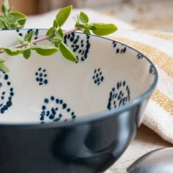 Coupelle en porcelaine motif amande D11,7cm - bleu