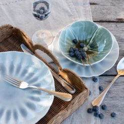 Coupelle fleur en grès D16cm - vert olivier