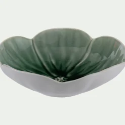 Coupelle fleur en grès D16cm - vert olivier