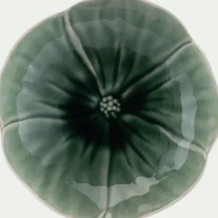 Coupelle fleur en grès D16cm - vert olivier