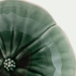 Coupelle fleur en grès D16cm - vert olivier
