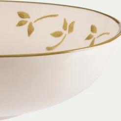 Coupelle motif floral en faïence D16cm - blanc