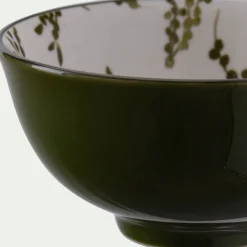 Coupelle motif végétal en porcelaine D11,7cm - vert