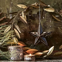 Couronne de Noël végétale en métal D34cm - doré