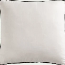 Coussin à frise brodée en coton 45x45cm - blanc