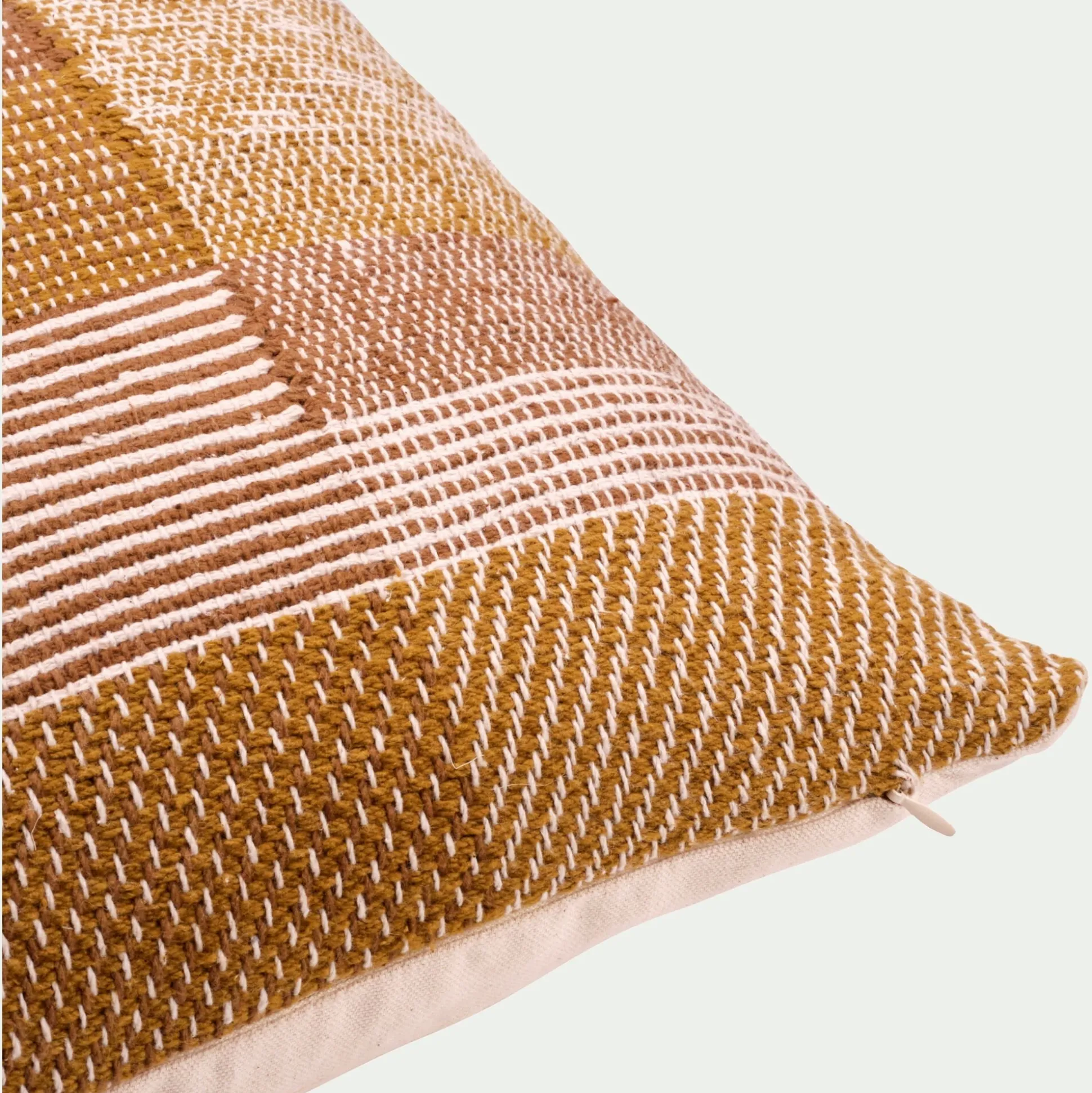 Coussin à motifs tissés en coton 40x60cm - brun