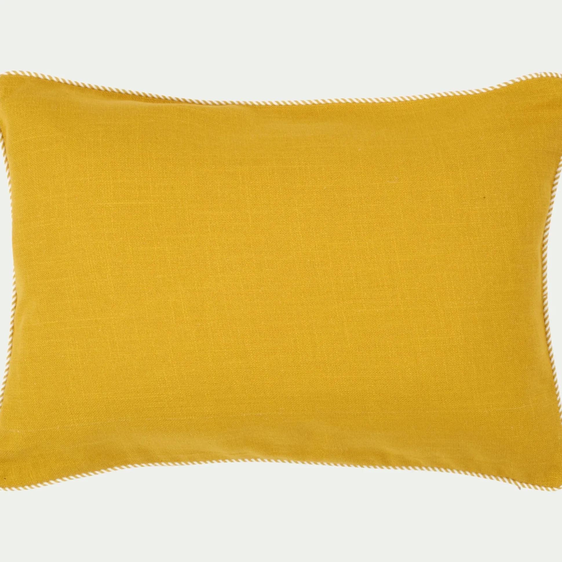 Coussin à passepoil bicolore en coton 30x50cm - jaune