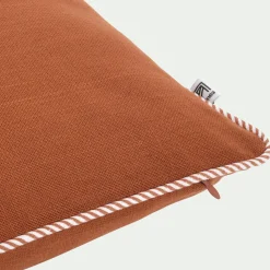 Coussin à passepoil bicolore en coton 30x50cm - brun rustrel