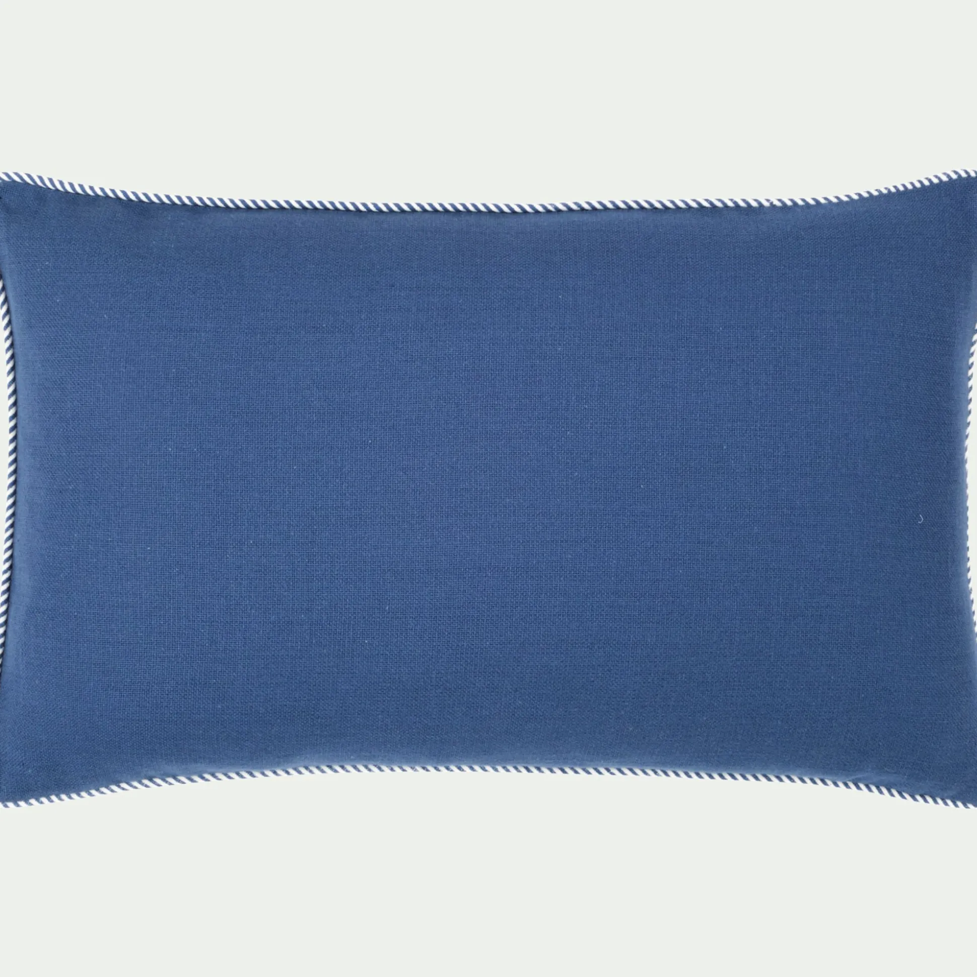 Coussin à passepoil bicolore en coton 30x50cm - bleu abysse