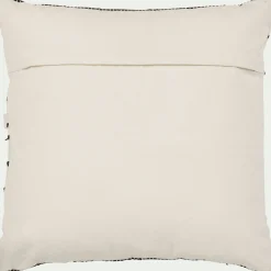 Coussin à rayures brodées en coton 45x45cm - noir et écru