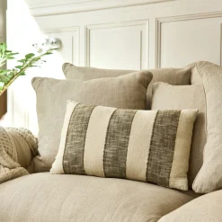 Coussin à rayures en coton 30x50cm - vert