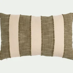 Coussin à rayures en coton 30x50cm - vert