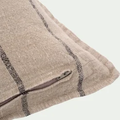Coussin à rayures en lin 65x65cm - beige