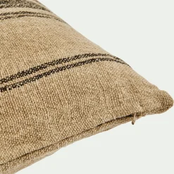 Coussin à rayures en lin 30x50cm - naturel et noir