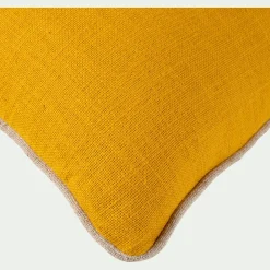 Coussin avec passepoil en lin et coton 30x50cm - jaune argan