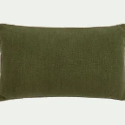 Coussin avec passepoil en lin et coton 30x50cm - vert tamegroute
