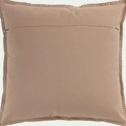 Coussin brodé en coton 45x45cm - beige corde