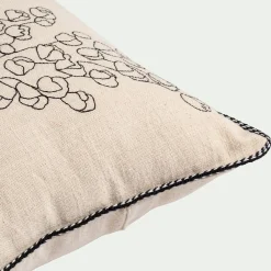 Coussin brodé en coton 30x50cm - naturel