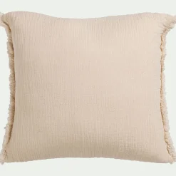 Coussin effet froissé en coton 45x45cm - beige