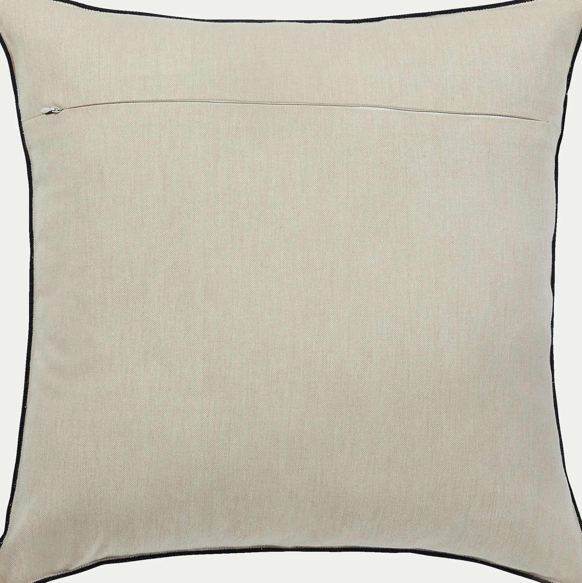 Coussin en coton finition point bourdon 45x45cm - beige