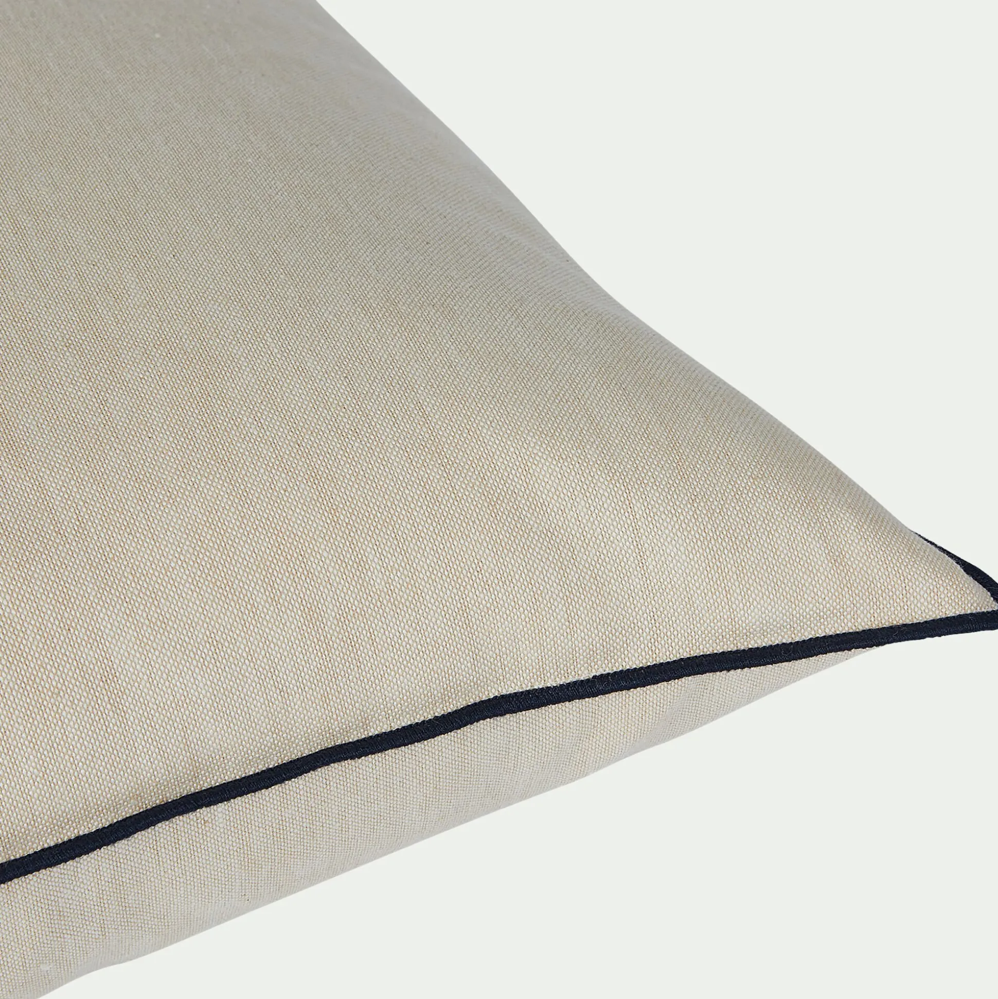 Coussin en coton finition point bourdon 45x45cm - beige