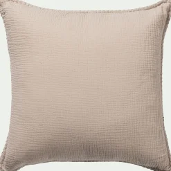 Coussin en gaze de coton 45x45cm - beige alpilles