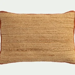 coussin en jute avec finition liseré 40x60cm - naturel