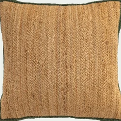coussin en jute avec finition liseré 45x45cm - naturel