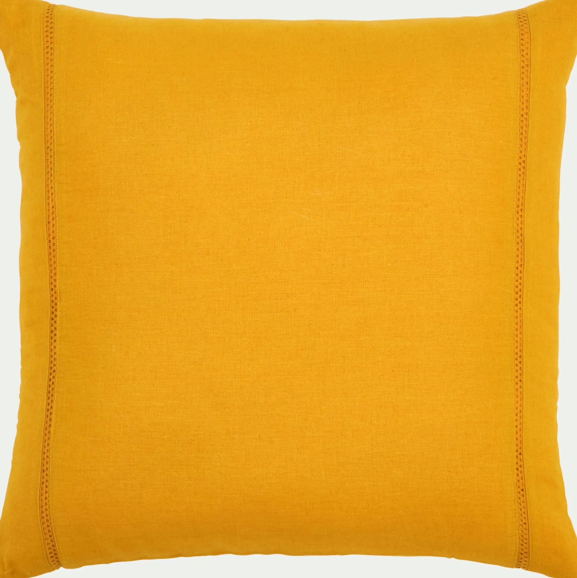 Coussin en lin et coton finition liseré 45x45cm - jaune argan