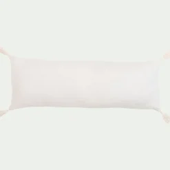 Coussin en lin finition pompons 30x80cm - blanc ventoux