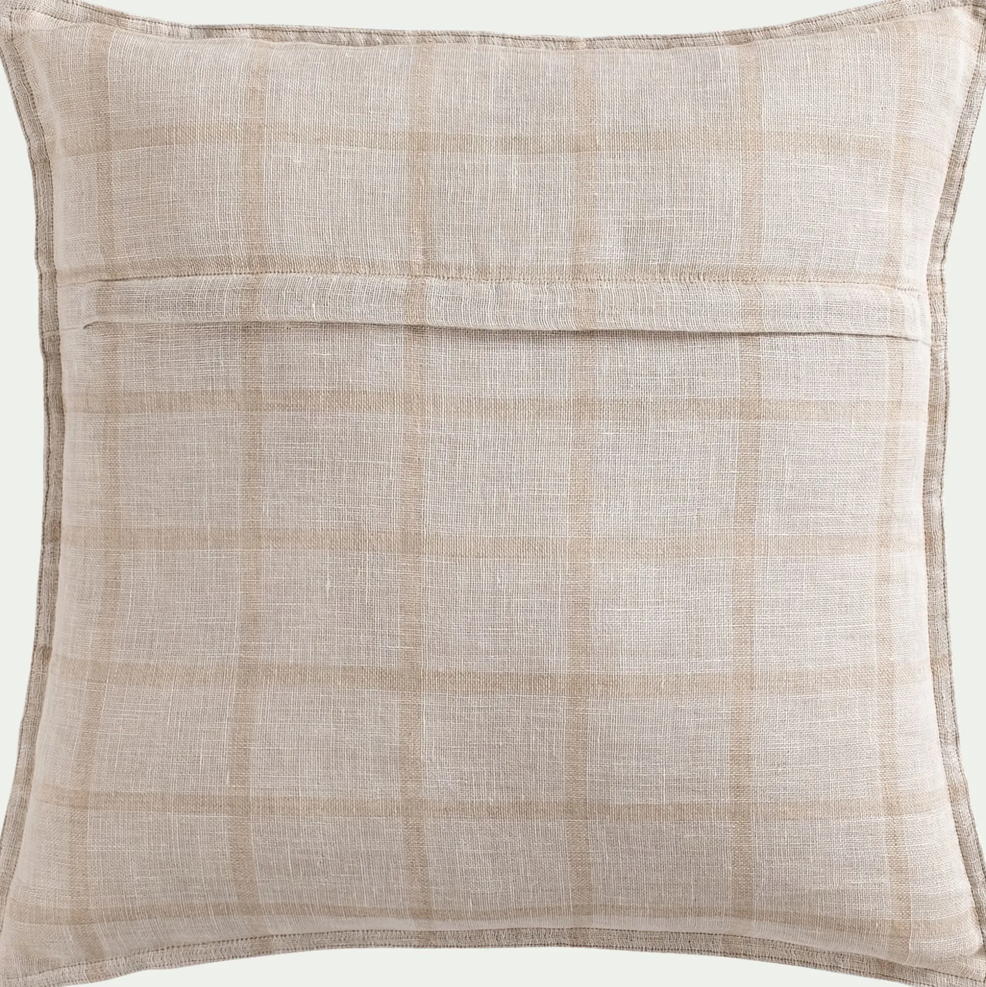 Coussin en lin lavé à carreaux 45x45cm - beige